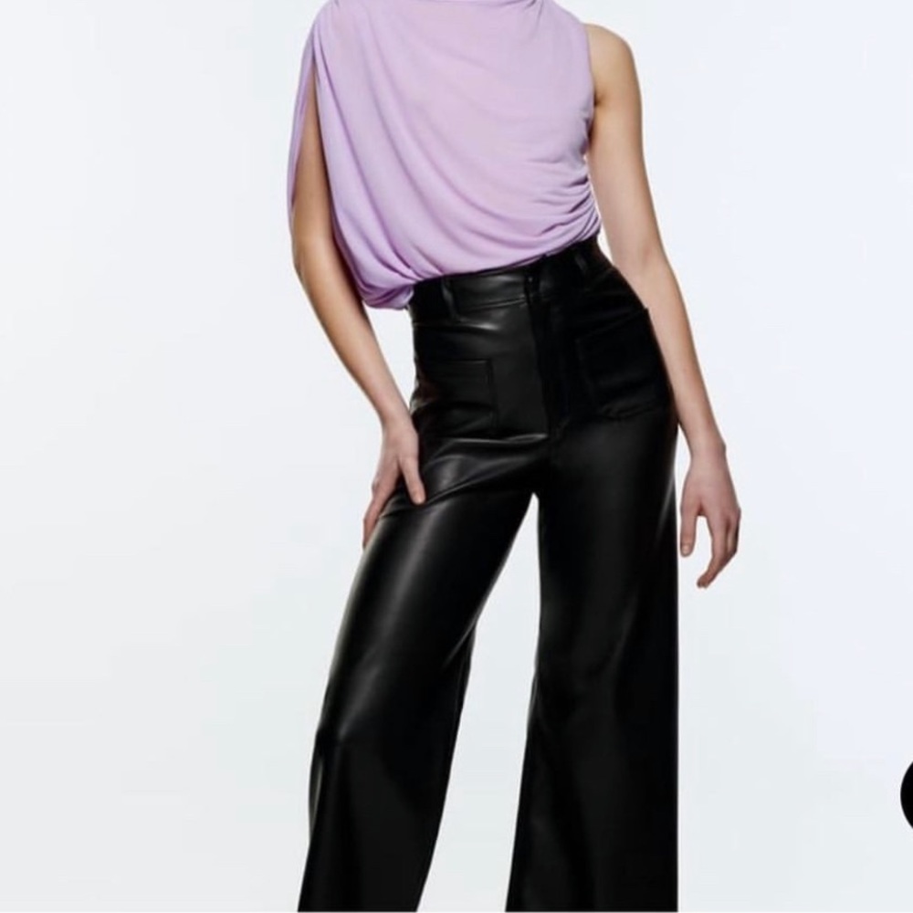 Zara “FAUX LEATHER MARINE STRAIGHT PANTS”